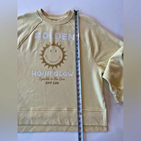 aerie Oversized Cotton Ribbed Sweater Sun Yellow Golden Glow Small - Picture 3 of 13